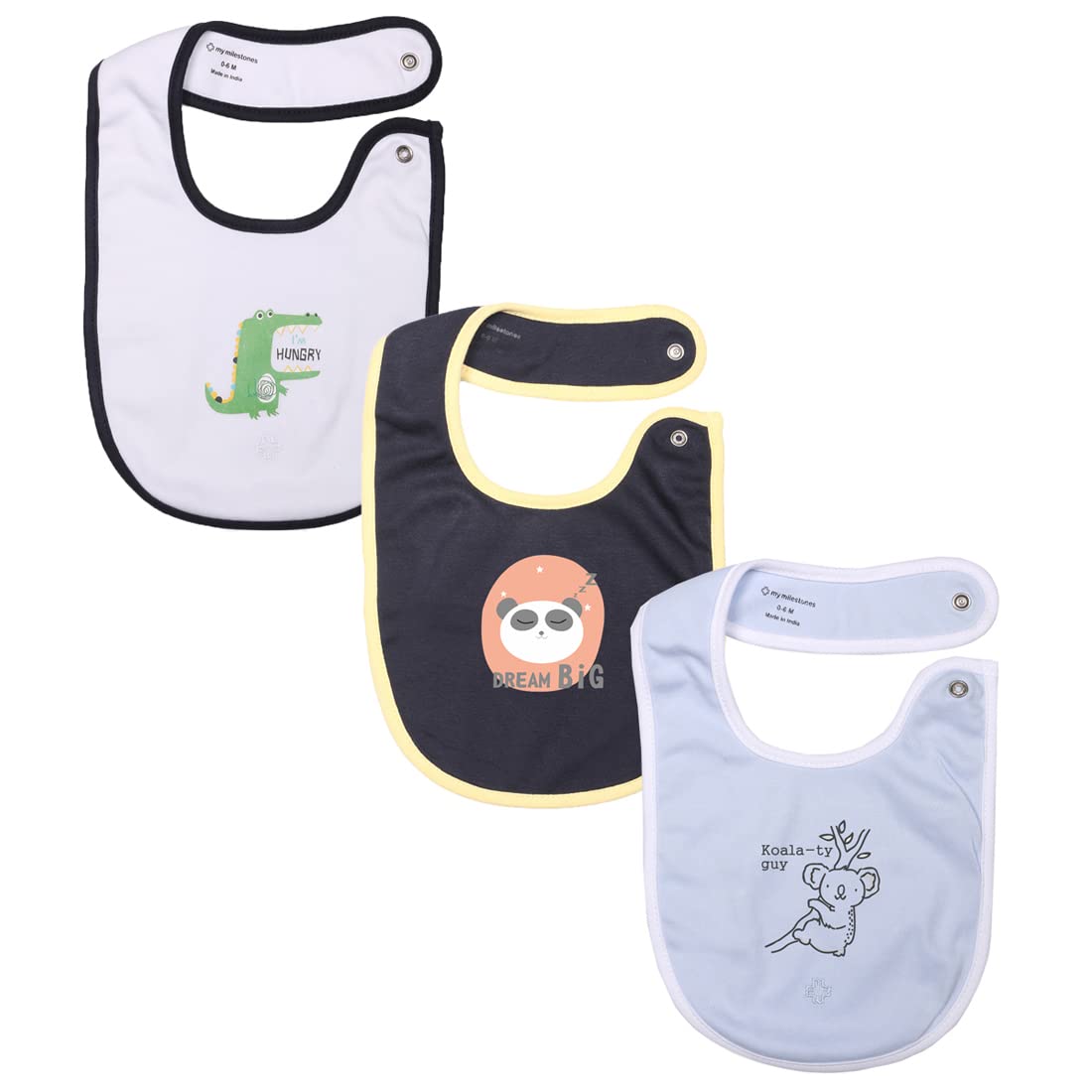My Milestones�Bibs Value Set 3 pcs - White/Baby Blue/Navy Blue
