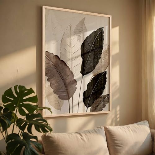 Image of kotart Aesthetic Leaf Art Home Decoration|Paintings With Frame For Living Room Bed Room Hotel Wall Decor Digital Reprint (14X20 inch)