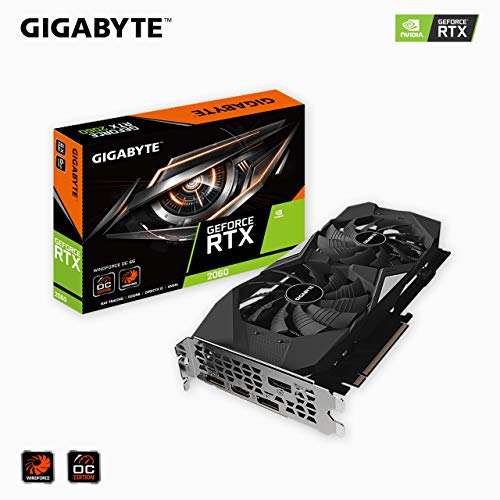 Gigabyte GeForce RTX 2060 Windforce OC 6G Graphics Card, 2X Windforce Fans, 6GB 192-bit GDDR6, GV-N2060WF2OC-6GD Video Card