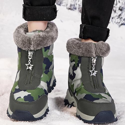 IWIHMIV Toddler Short Boots for Girls Boys Winter Warm Hiking Boots with Zipper Outdoor Non Slip Thickened Shoes3
