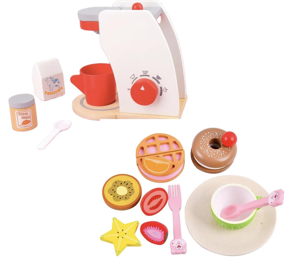 TOYARTSY Children Pretend Play Toys Wooden Coffee Maker and Afternoon Tea Combo Early Education Simulation Toy (B0CDLJMVF3) Amazon Price History, Amazon Price Tracker