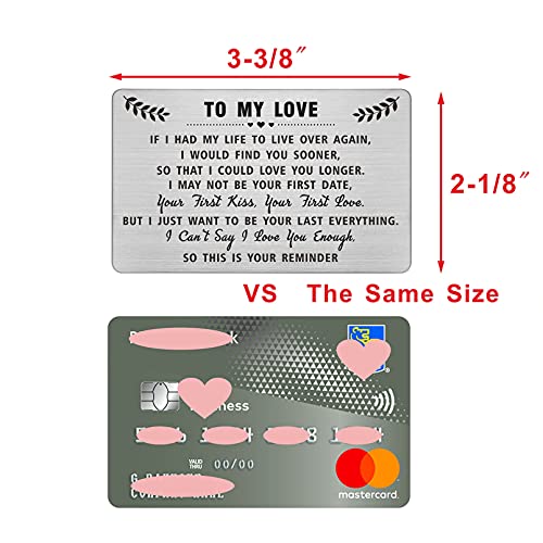 DEGASKEN To My Love Wallet Card - I Cant Say I Love You Enough So This Is Your Reminder - Anniverary Gifts, Fathers Day Card for Men, Valentines for Him, Christmas2