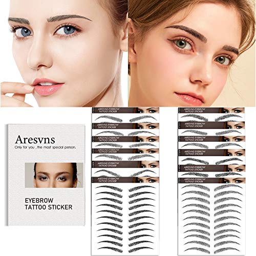 Aresvns Black Eyebrows Tattoo Sticker 132 Pairs! 4D Tattoo Eyebrows Long-Lasting And Waterproof,12 Popular Eyebrow Shapes,Lifelike Imitation Eyebrows Christmas Gift #TOP1