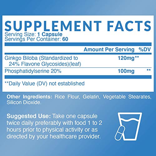 Havasu Nutrition Ginkgo Biloba Non-Gmo 120Mg, Supports Brain Health, Mental Alertness, Memory & Focus - 60 Capsules #TOP1