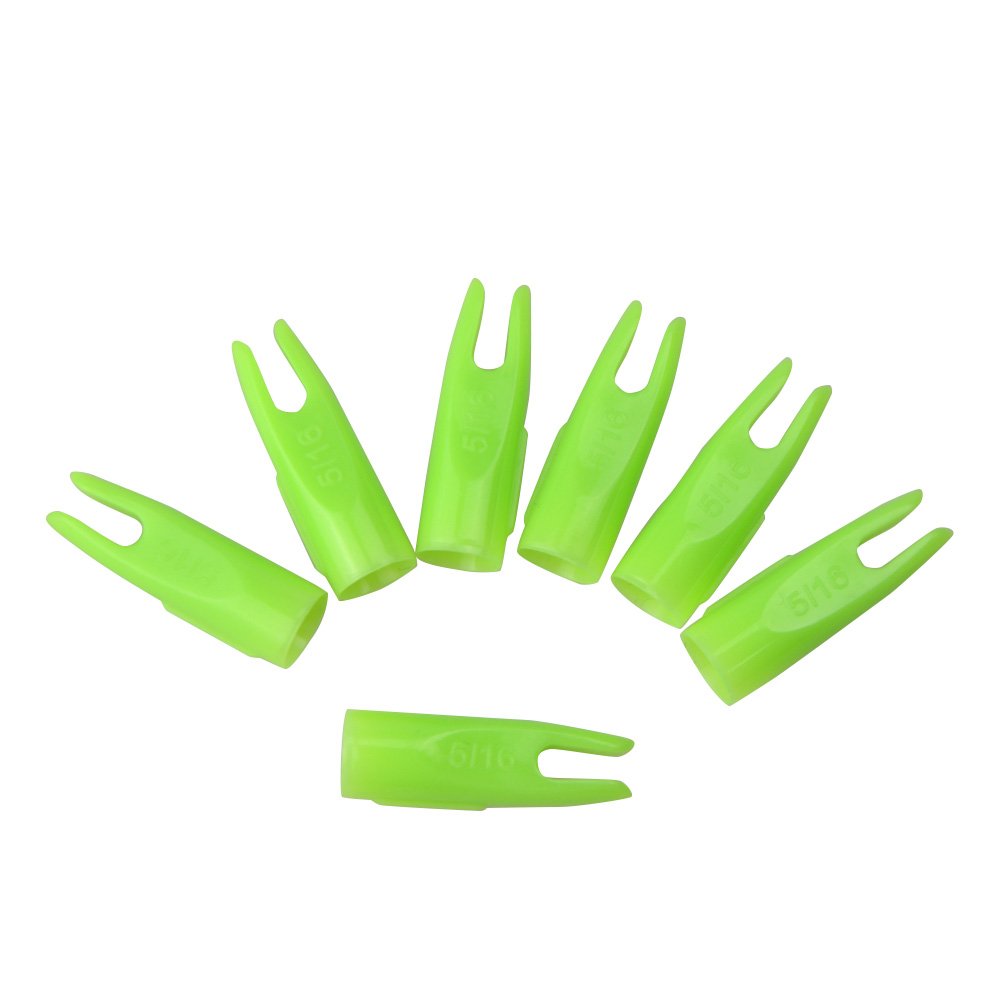 ZSHJG 50pcs Archery Plastic Arrow Nocks 5/16" Plasticnock Arrow Tails Replacement Nock Outwear Arrow Tails Archery Arrow Shaft End Accessories (Green)