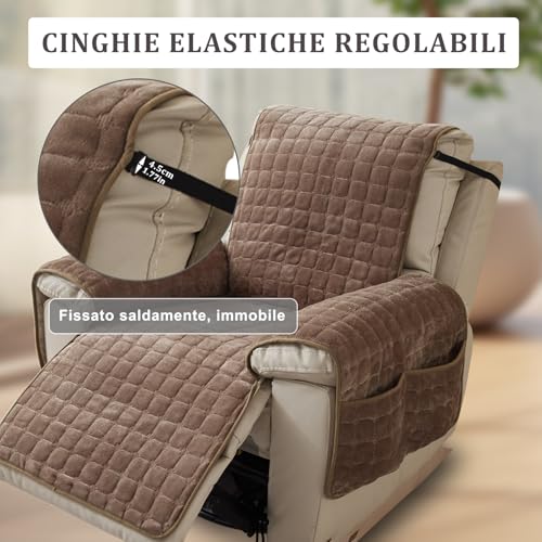 CFPLeHiYS Sesselschoner für Relaxsessel Sesselüberwurf mit Armlehne Sesselauflage Anti-Rutsch Fernsehsessel Schonbezug Sofa Armlehnenbezüge Sesselbezug für Haustieren Hund(Kaffee,1 Sitz (53 * 190cm))