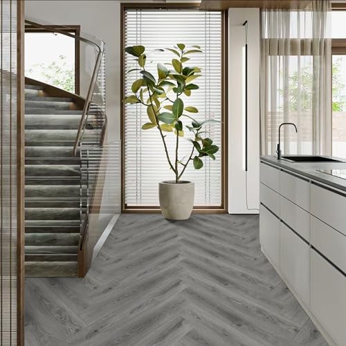 Image of Peel and Stick Floor Tile Wood Plank Look, Self-Adheisve Vinyl Flooring Grey, 20-Pack 30 Sq.Ft, Floor Tiles Peel and Stick Waterproof for Bathroom Kitchen RV Renter, 36x6inch