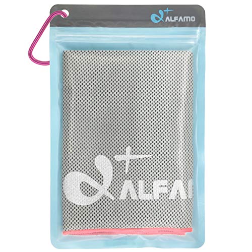 Cooling Towel for Neck and Face (Gray/Pink, M) Cooling Rag Cool Towels for Sports Chilly Pad Wet Towel Cold Towel Cooling Neck Towel Cooling Cloth Stay Cool Towel Neck Towels to Keep You Cool Down