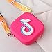 Small Shoulder Purse Crossbody for Girls,4.7 x4.7 x1.57inch Music Theme Purse, Party Supplies for TIK TOK fans (rose red)