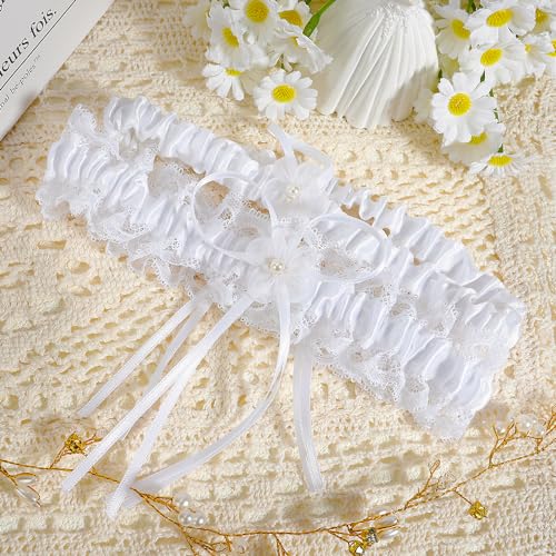 Wedding Garter Belts for Women,2 Pieces Lace Garter for Bride Leg Thigh Band,Women’s Bridal Garters Set Stretchy Elastic3