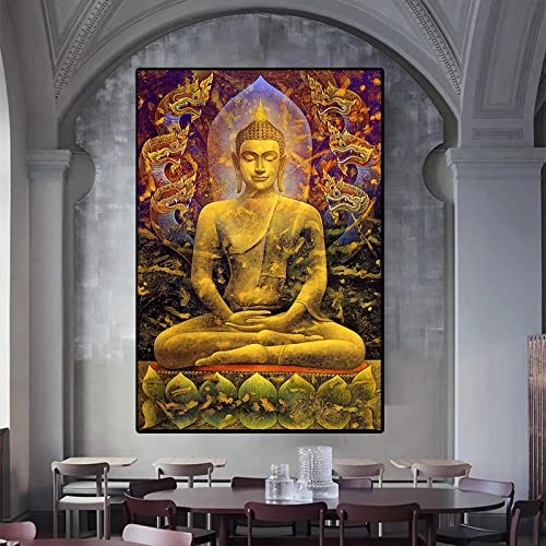 Bouddha méditation statue toile de décoration murale salon peinture moderne 30x50 cm