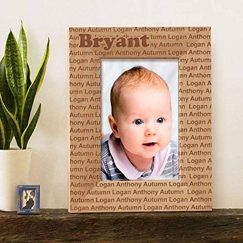 Logan Autumn Baby Personalized Wooden Picture Frame-6" x 4" Brown Horizontal