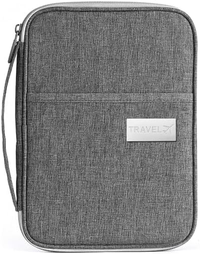 Custodia Passaporto Con Blocco RFID - Portafoglio Da Viaggio In Pelle PU, Organizer Per Carte E Documenti, Grigio Moderno
