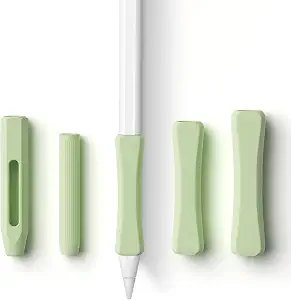5 Pack Pencil Holder Compatible with Apple Pencil 2nd Generation/USB-C/Pro Silicone Ergonomic Design Sleeve Holder((Mint Green)