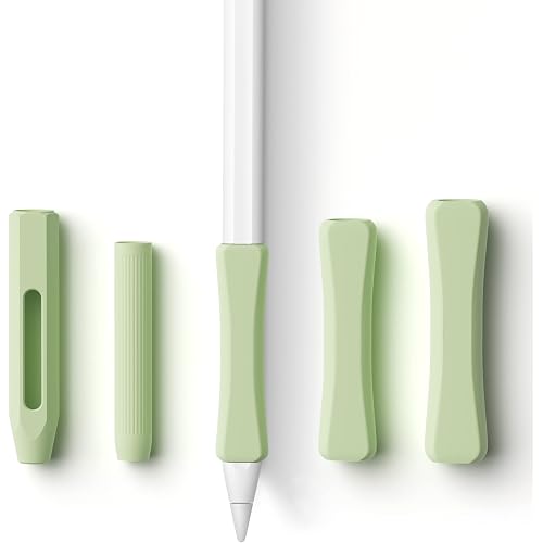 5 Pack Pencil Grips Compatible with Apple Pencil 2nd Generation/USB-C/Pro Silicone Ergonomic Design Sleeve Holder((Mint Green)