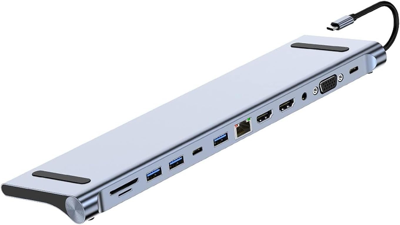USB C Hub 12-1 Multiport Adapter Portable with 4K HDMI, 87W PD Charger, USB 3.0 Ports, TF/SD Card Reader, Type C Dock Compatible with More C Port Laptops, Multi-Screen Simultaneous Display