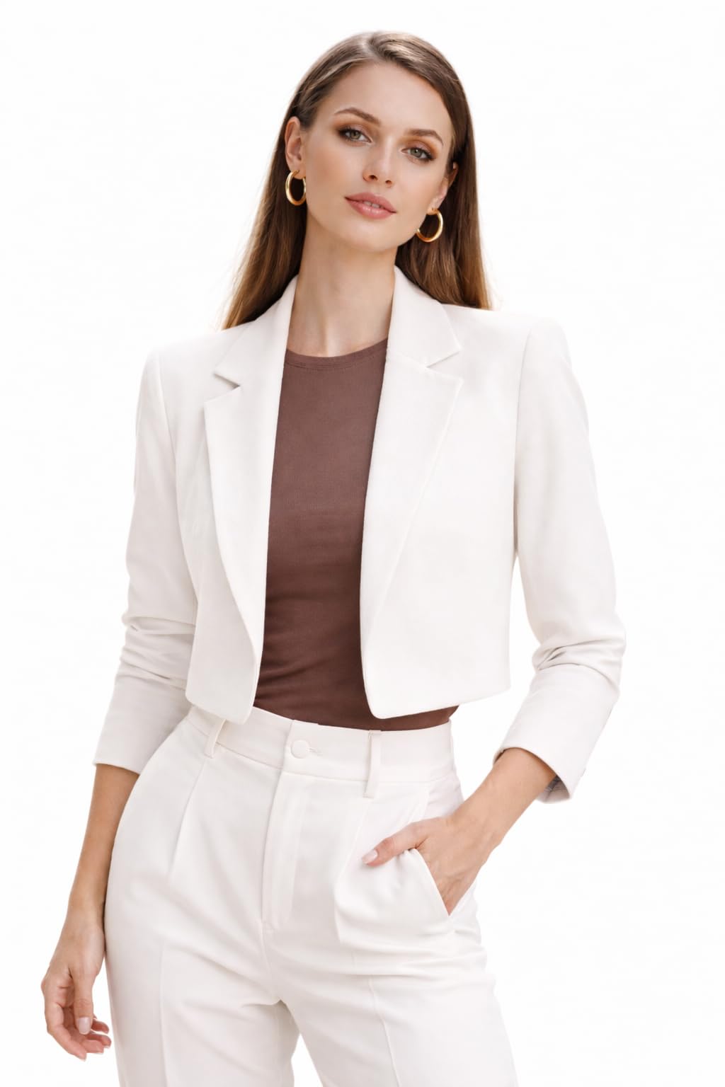 toochki Women's Blazers | Blazer for Women | Top | Tshirt | Tops for Woman | Open Front Jacket | Lightweight Coat | Round Neck Long line Jackets | Formal | Regular Fit | Fashion-Forward | Office-picture-18