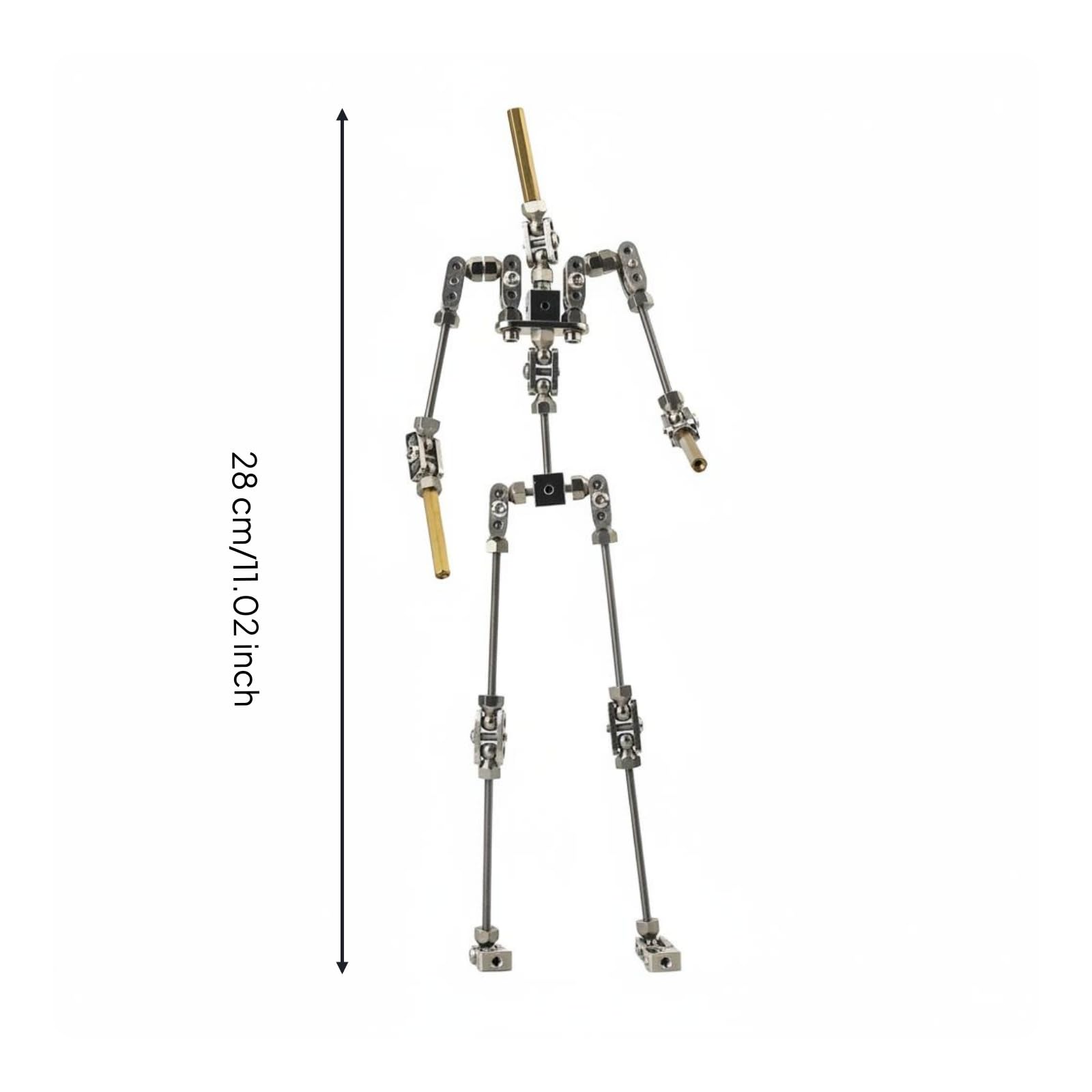 harayaa Animation Mannequin Frame Armature Squelette Marionnette Cadre Squelette Articulé Mannequin Métal Joints Verrouillables et Rotation Limitée Pose , 28 Cm