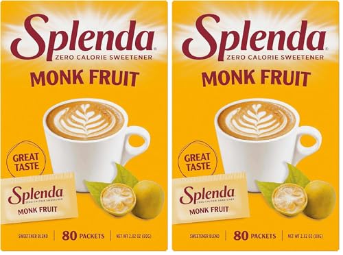 Image of SPLENDA Monk Fruit Zero Calorie Plant Based Sweetener, No Erythritol, Keto Sugar Substitute (80 Count)(Pack of 2)