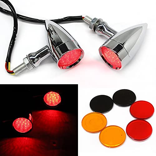 MISS MOLY Chrome Motorcycle LED Turn Signals RED Light Brake Running