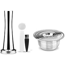 Refillable Capsules Compatible for Bialetti Stainless Steel Reusable Pod Crema Espresso Maker Tamper1pcs with Tamper
