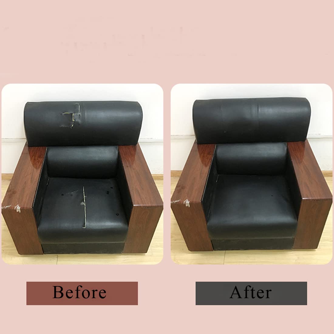 Leather Repair Patch Self Adhesive Leather Refinisher Black 17.3 x 98 inch Self Adhesive Fabric Repair Patches Leather Patches Faux Leather Fabric Roll for Furniture Couch Car Seat Handbag…