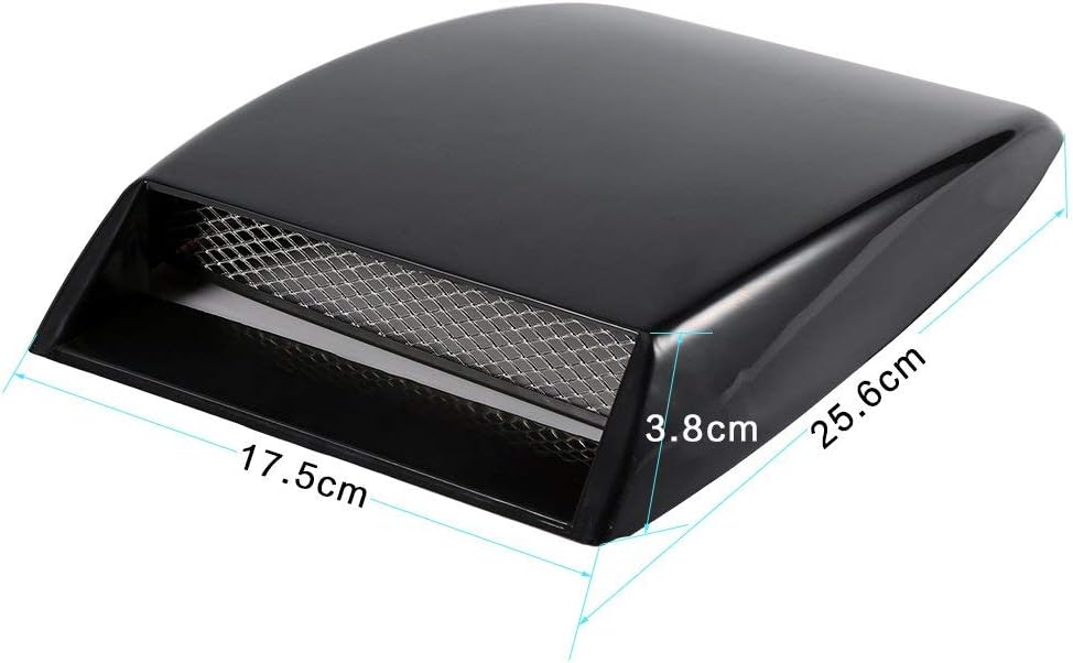 Universal Car Hood Air Intake Scoop, Black ABS Plastic with Aluminum Mesh, 10 x 7.1 x 1.4 inch, Decorative Bonnet Vent Cover