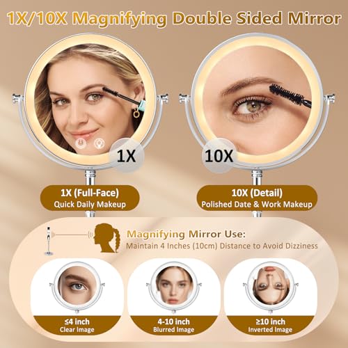 Espejo redondo para maquillaje con luz y batería recargable miniatura 3