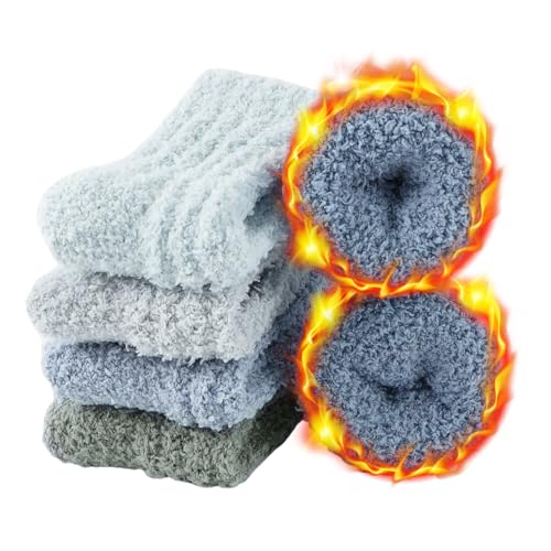 [Yazon] モコモコ靴下 メンズ 冬 もこもこ靴下 ルームソックス 暖かい 厚手 男性用 くつした 冬用 おしゃれ 冷えないくつ下 部屋着 室内 防寒ソックス 睡眠用 スキー 24-27cm (ポカポカ無地5足)のサムネイル