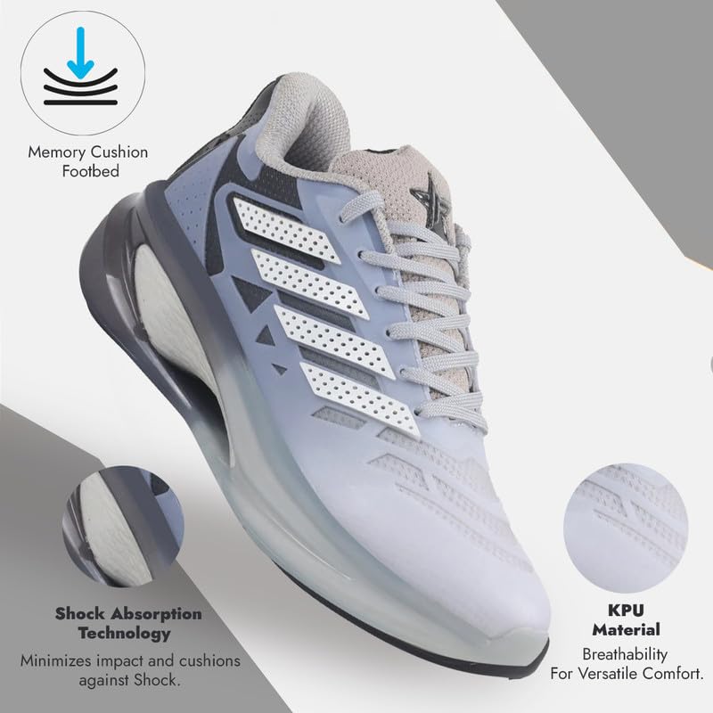 Image of FAUSTO Men's Breathable Sport Shoes|Memory Cushion and Anti-Skid Bounce Back Phylon Sole|Athleisure Running Shoes|Lace Up Walking Shoes|Gym Shoes