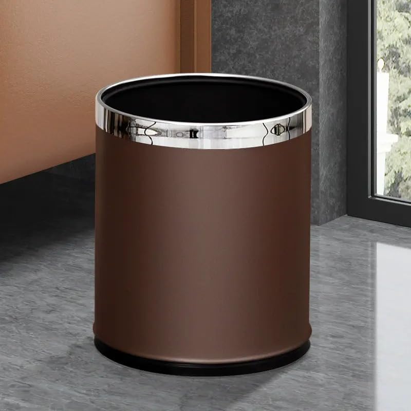 eston Double Layer Round Dustbin – Modern Waste Bin with Inner Bucket | Stylish Plastic Trash Can for Home, Office, Bathroom, Bedroom, Hotel – Easy to Clean & Odor-Resistant-BROWN-picture-20