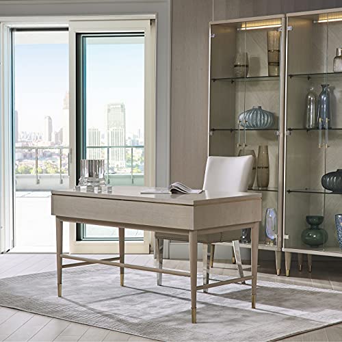 Jennifer Taylor Home Troy 59" 5-Drawer Wood Home Office Desk, White Oak Veneer & Birchwood #TOP11