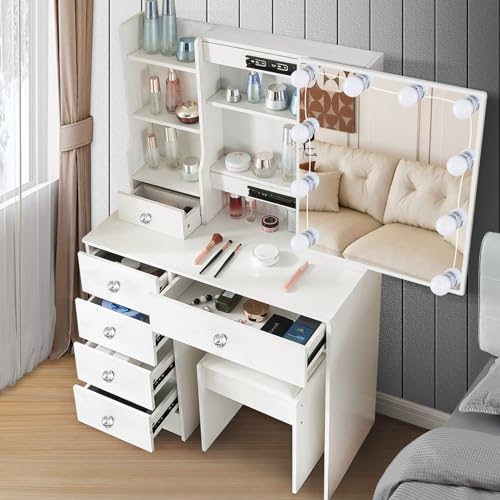 LIANWANG Tocador con Hollywood LED y Espejo