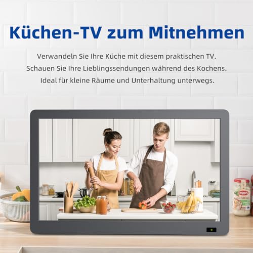 DESOBRY Tragbarer 14.3-Zoll-Fernseher mit Antenne, Kleiner tragbarer Fernseher mit DVB-T2 Tuner, Mini LCD-Fernseher, der mit Batterien aufgeladen Werden kann – Bild 5