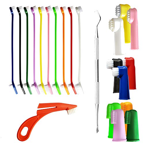 The Ultimate Dog Toothbrush Kit, 22-Pack, Pet Cat Toothbrush, Small Dog Cat Finger Toothbrush, Large Breed Care Tooth Brush, Complete Dental Kit for Pets