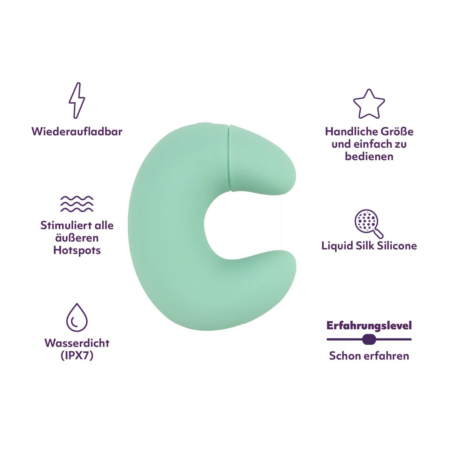 AMORELIE Tease – Fingervibrator für Sie & Paare | Wasserdicht mit Akku | Mint