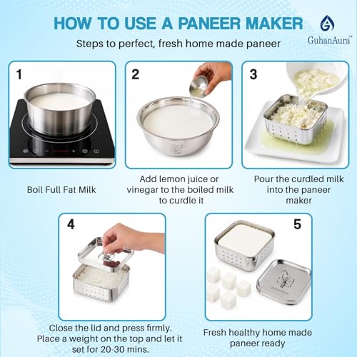 Image of Medium Stainless Steel Paneer Maker Mould Press 550 ML | Paneer Maker Steel for Homemade Paneer, Tofu & Sprouts | Durable Food Grade Material | Rust Resistant, Easy to Use & Clean