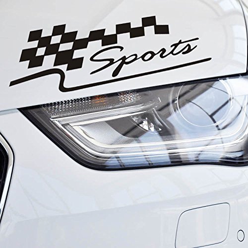 Vinyl Racing Vlag Auto Decal Scratch Sticker voor Hood, Bumper, Venster, Fender, Kofferbak (Zwart)