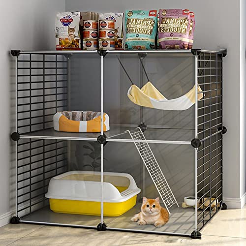 GHKFEJGDEN キャットケージ 屋内 - 猫 ベビーサークル チンチラケージ 小動物ケージ DIYデザイン 猫囲い 猫小屋 子猫 子犬 バニー エクササイズ (サイズ: 72 x 37 x 72cm-B)