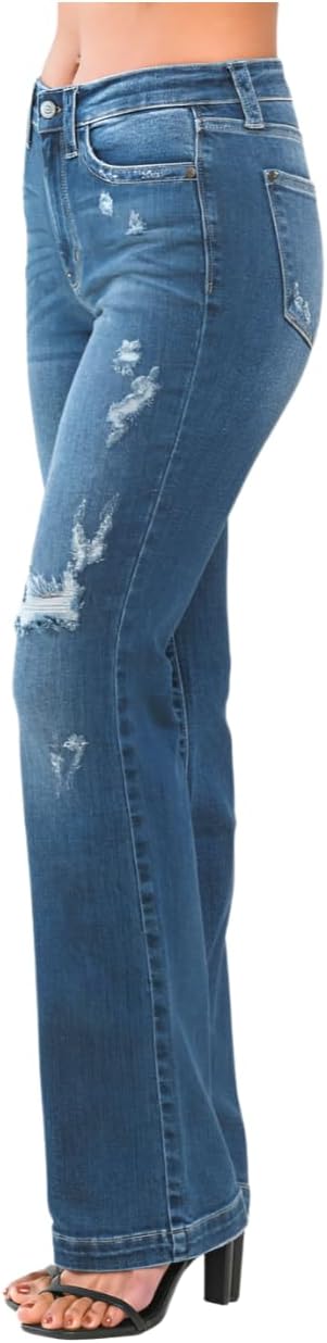 Judy Blue Mid Rise Distressed Bootcut Jeans - Image 3