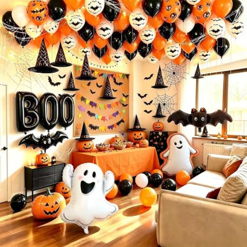 Halloween Balloon Arch with Bat Ghost Boo Foil Balloons 3D Bats Spider Web - image 7