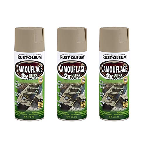 Image of Rust-Oleum Camouflage 2X Ultra Cover Khaki Spray Paint | Non-Reflective Finish, Outdoor Concealment, Hunting Blinds And Equipment, Multi-Surface Coverage, 12 Oz