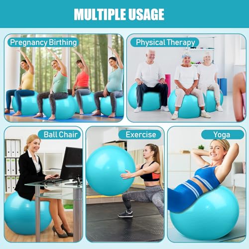 Image of Leyndo 2 Pcs Exercise Ball Yoga Ball with Pump 26 Inches / 65 cm for Workout Pregnancy Stability Anti Burst Birthing Fitness Improved Posture, Balance, Yoga, Pilates, Training
