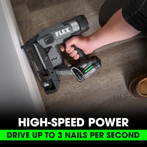 Image of FLEX 24V Brushless Cordless 16 Gauge Straight Finish Nailer Kit, Zero Ramp-up, Heavy Duty Decorative Trim, Drives 3 /4 inch to 2-1 /2 inch, Lightweight w / 2.5Ah Battery & 160W Fast Charger - FX4321-1A