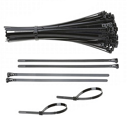 Preisvergleich Produktbild Kabelbinder mit Entriegelungsfunktion lösbar wiederverwendbar [100 Stück] - schwarz