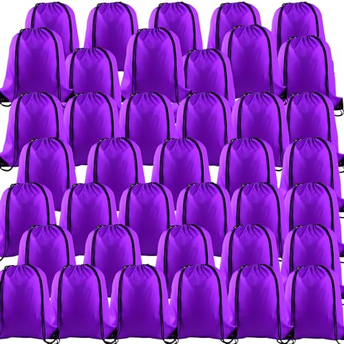 KUUQA 40Pcs Purple Drawstring Backpack Bag Bulk Sack Drawstring Bags Bulk String Bags Storage Bags for Sport Gym Traveling