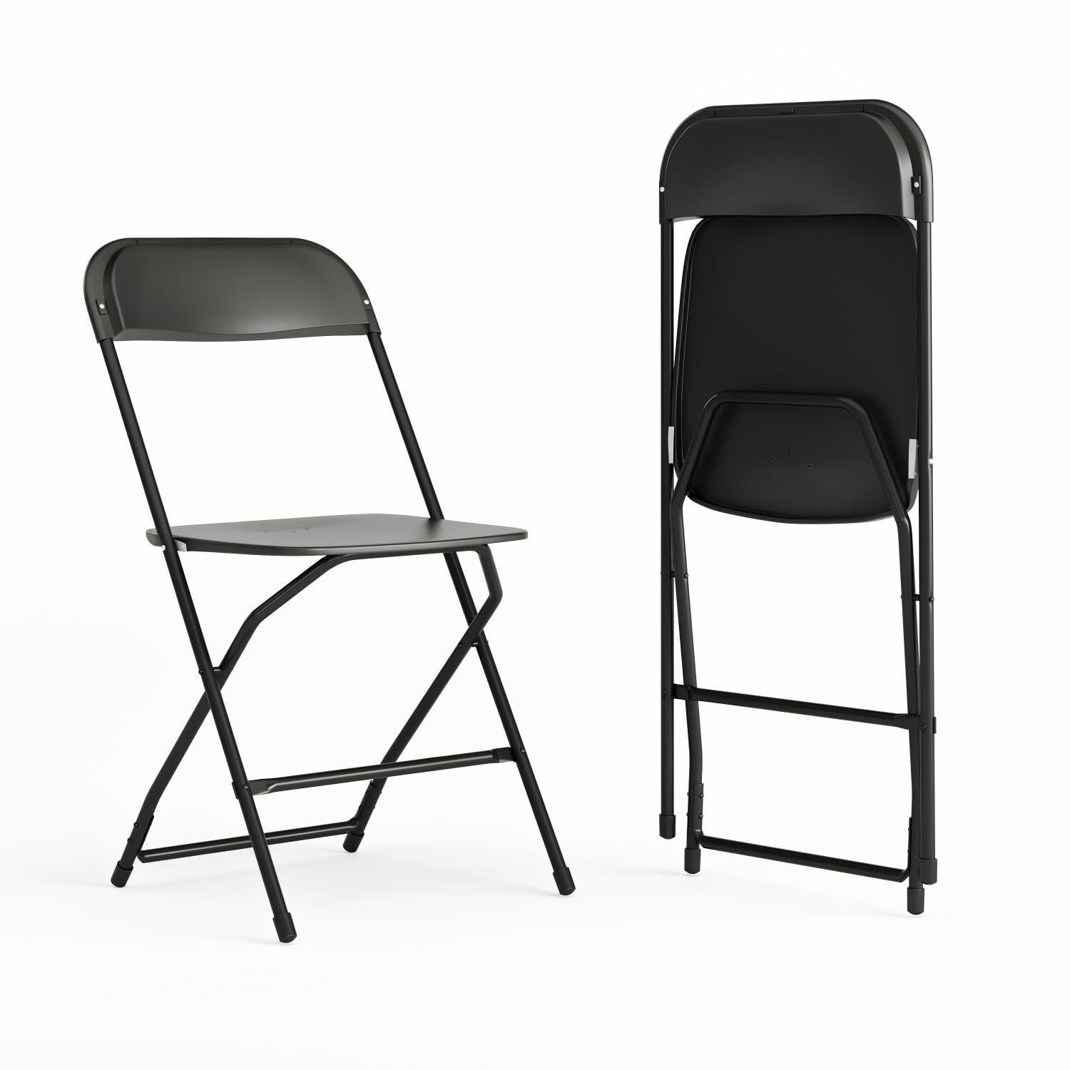 Flash Furniture Hercules Series Plastic Folding Chairs for Parties and Weddings, Stackable Commercial Event Seats with 650-lb. Static Weight Capacity, Set of 2, Black