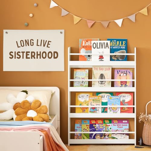 Image of Girls Room Decor,Long Live Sisterhood Canvas Banner,Nursery Playroom Wall Decor for Girls Bedroom Toddler Decorations Teen Girls Room Decor,Twins Bedroom Decor Flag Canvas Banner 30x20 Inch