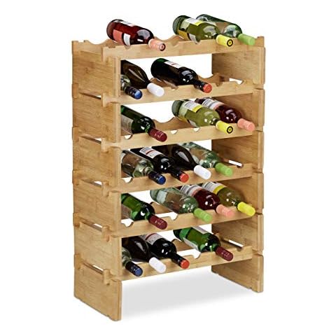Relaxdays, Natur Weinregal stapelbar, Bambus Flaschenhalter Cover