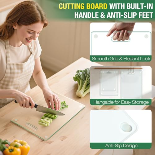 Set de 3 tablas de cortar de vidrio templado con mango miniatura 4